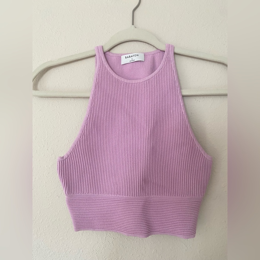 Aritzia Babaton Stefano Sculpt Knit tank top in a lilac purple